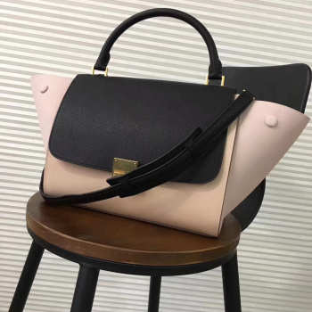 Celine Trapeze small Lambskin Leather Bag Black Light Pink