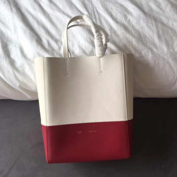 Celine Original Lambskin Leather Bucket Bag white red