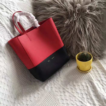 Celine Original Lambskin Leather Bucket Bag red black