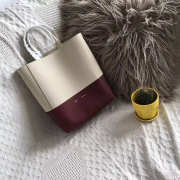 Celine Original Lambskin Leather Bucket Bag beige wine red - 1