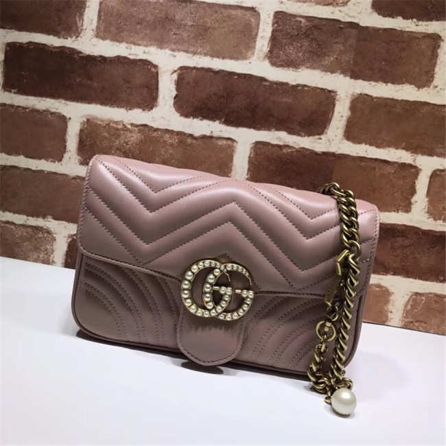 Gucci Pearly Marmont Flap Belt Bag Leather pink 476809 - 1