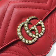 Gucci Pearly Marmont Flap Belt Bag Leather Red 476809 - 3