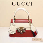 Gucci Queen Margaret Calfskin Handle Bag In White Red 476541 - 2