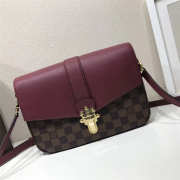 Louis Vuitton Damier Ebene Cuir Taurillon Bag Wine Red - 1