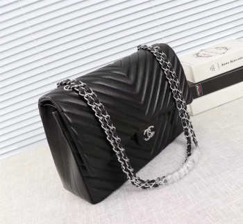 Chanel original lambskin double flap bag black with Silver hardware