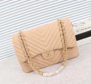 Chanel original lambskin double flap bag Pink 33cm with Gold hardware - 3