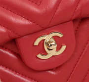 Chanel original lambskin double flap bag Red 33cm with Gold hardware - 6