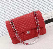 Chanel original lambskin double flap bag Red 33cm with Silver hardware - 6