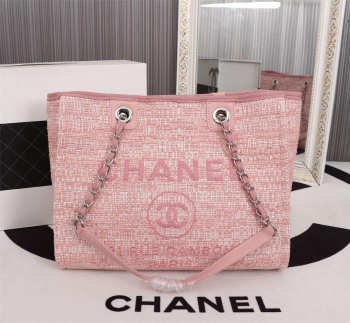 Chanel original canvas large shopping bag Pink 32cm