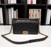 Chanel Boy Bag Lambskin Leather in Black gold hardware - 1