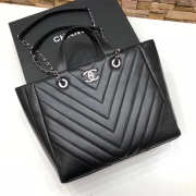 Chanel Calfskin Leather shopping bag balck - 1