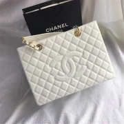 Chanel original caviar calfskin shopping tote white bag with gold hardware - 3