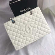 Chanel original caviar calfskin shopping tote white bag with silver hardware - 4