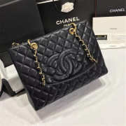 Chanel original caviar calfskin shopping tote black bag with gold hardware - 2