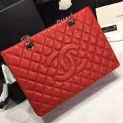 Chanel original caviar calfskin shopping tote Red bag with silver hardware - 5