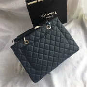 Chanel original caviar calfskin shopping tote Navy blue bag with silver hardware - 6