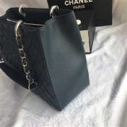 Chanel original caviar calfskin shopping tote Navy blue bag with silver hardware - 3