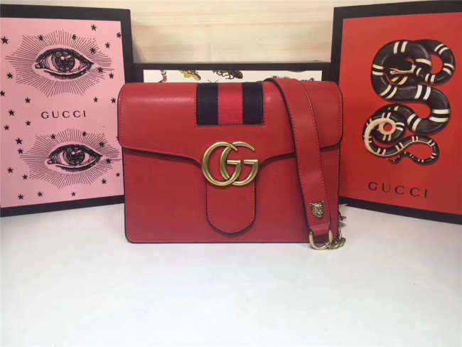 Gucci GG Marmont Leather Shoulder Bag 476468 Red - 1