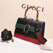 Gucci Dionysus Leather Top Handle Bag 421999 Black Red - 6