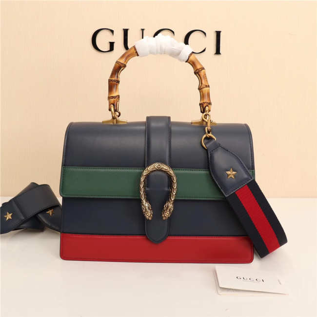 Gucci Dionysus Leather Top Handle Bag 421999 Navy Blue - 1