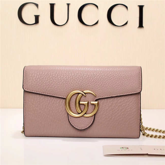 Gucci Marmont leather mini chain bag 401232 Pink - 1