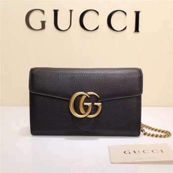 Gucci Marmont leather mini chain bag 401232 Black