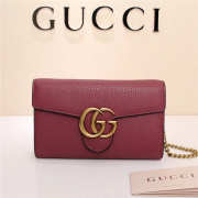 Gucci Marmont leather mini chain bag 401232 Wine Red - 6