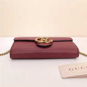 Gucci Marmont leather mini chain bag 401232 Wine Red - 5