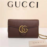 Gucci Marmont leather mini chain bag 401232 Brown - 1