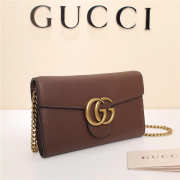 Gucci Marmont leather mini chain bag 401232 Brown - 3