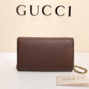 Gucci Marmont leather mini chain bag 401232 Brown - 2