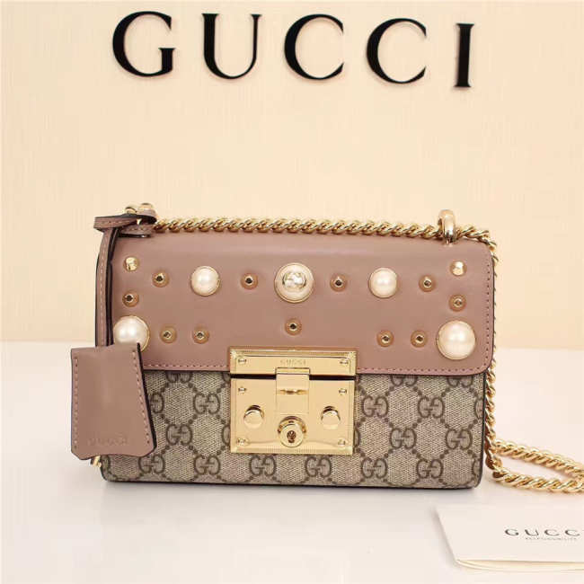 Gucci Padlock Bee Star small shoulder bag 432182 Pink - 1