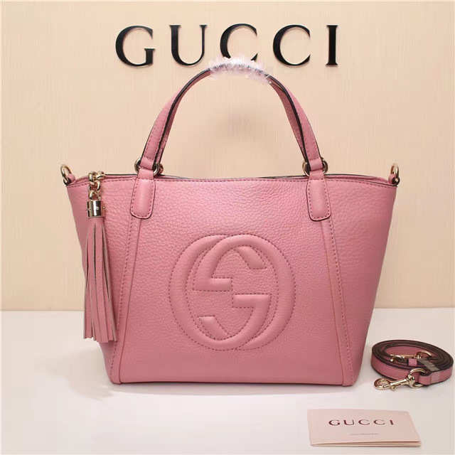 GUCCI 369176 Soho Tote Bag Women leather Shoulder Bag Pink - 1