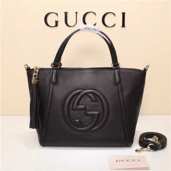 GUCCI 369176 Soho Tote Bag Women leather Shoulder Bag Black