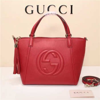 GUCCI 369176 Soho Tote Bag Women leather Shoulder Bag Red