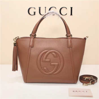 GUCCI 369176 Soho Tote Bag Women leather Shoulder Bag Brown