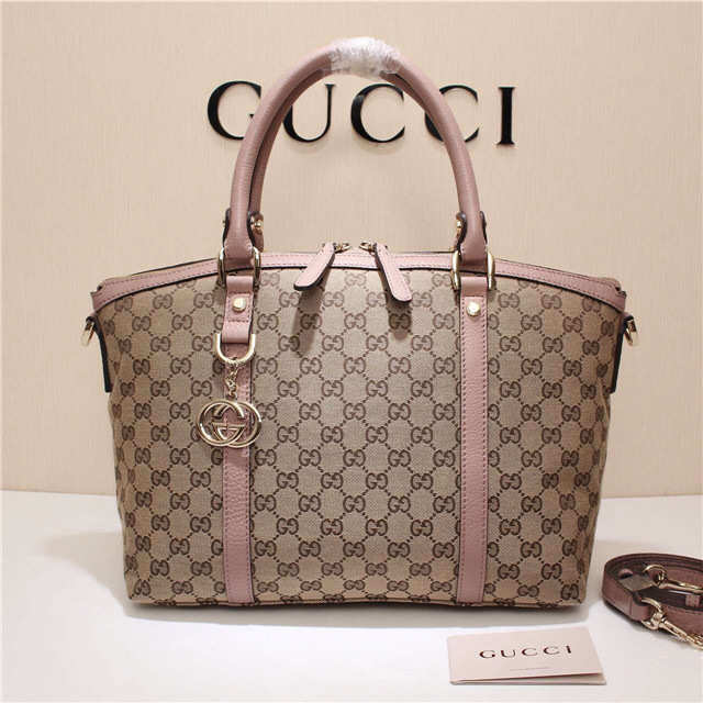 Gucci 341503 Nylon Large Convertible Tote Bag Pink - 1