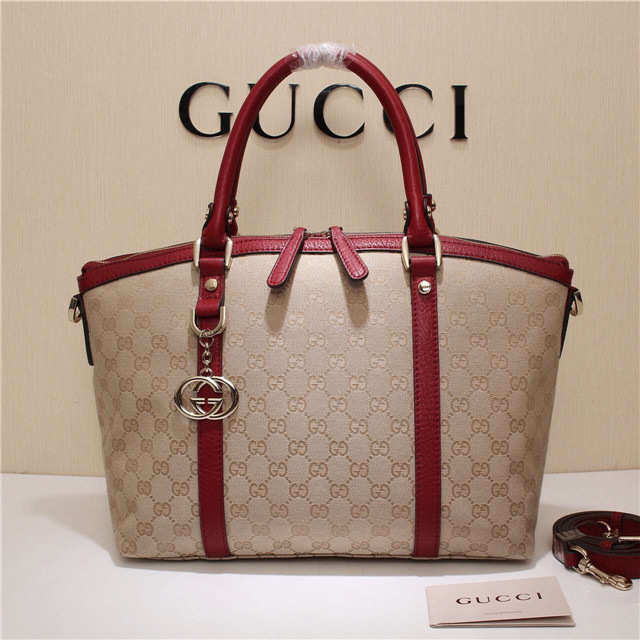 Gucci 341503 Nylon Large Convertible Tote Bag Red - 1