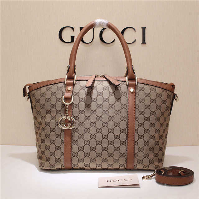 Gucci 341503 Nylon Large Convertible Tote Bag Brown - 1