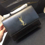 YSL Sunset Leather Crossbody Black Bag with Gold Hardware 22cm - 1