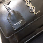 YSL Sunset Leather Crossbody Black Bag with Silver Hardware 22cm - 6