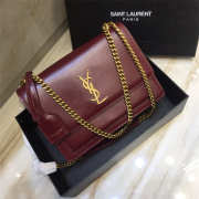 YSL Sunset Leather Crossbody Red Bag with Gold Hardware 22cm - 1