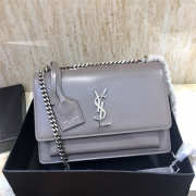 YSL Sunset Leather Crossbody Gray Bag 22cm - 2