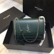 YSL Sunset Leather Crossbody Green Bag 22cm - 5