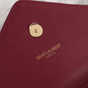 YSL Envelope Shoulder Bag with Gold Hardware Wine Red 30cm  - 3