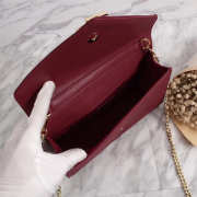 YSL Envelope Shoulder Bag with Gold Hardware Wine Red 30cm  - 4