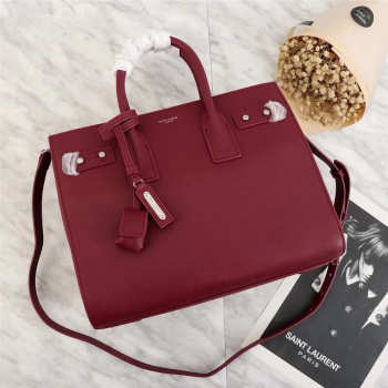 YSL Sac De Jour Handbag Wine Red 32cm