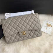 Chanel Caviar Flap Bag in Gray 30cm with Gold Hardware - 5