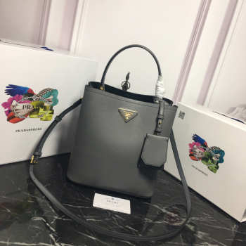 Prada Double Saffiano Bucket Bag 1BA212 Gray