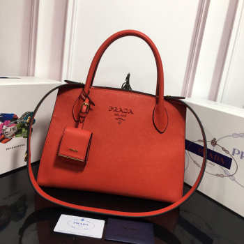 Prada Monochrome Saffiano Leather Handbag 1BA155 Orange